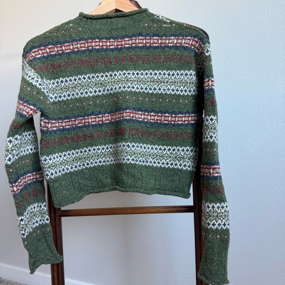 Vintage Fair Isle Roll Neck Turtleneck Wool Alpaca Cropped Sweater - Picture 8 of 11